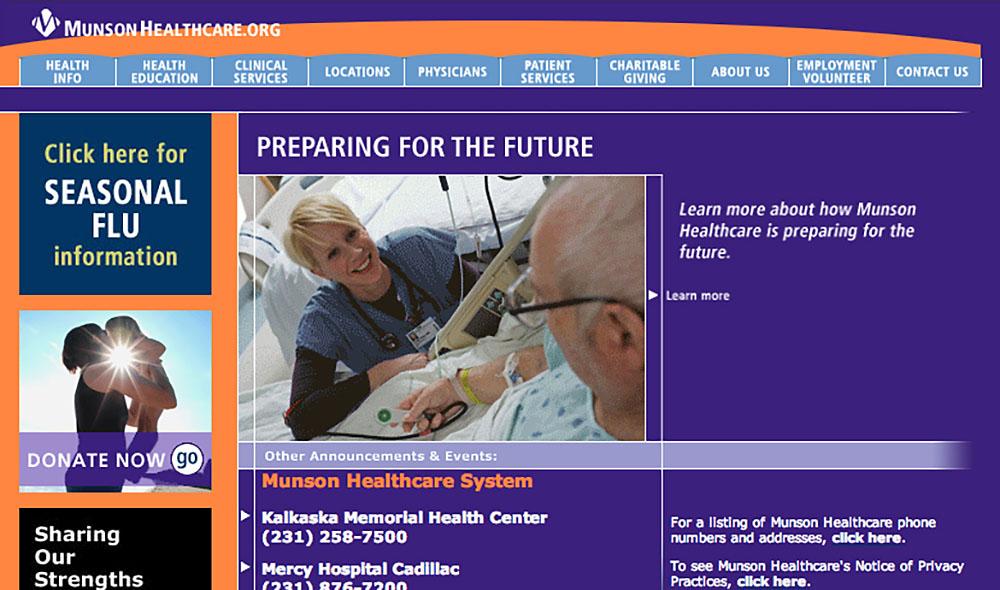 Munson Healthcare website snapshot