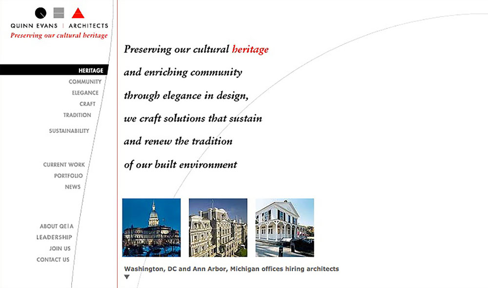 Quinn Evans Architects website snapshot